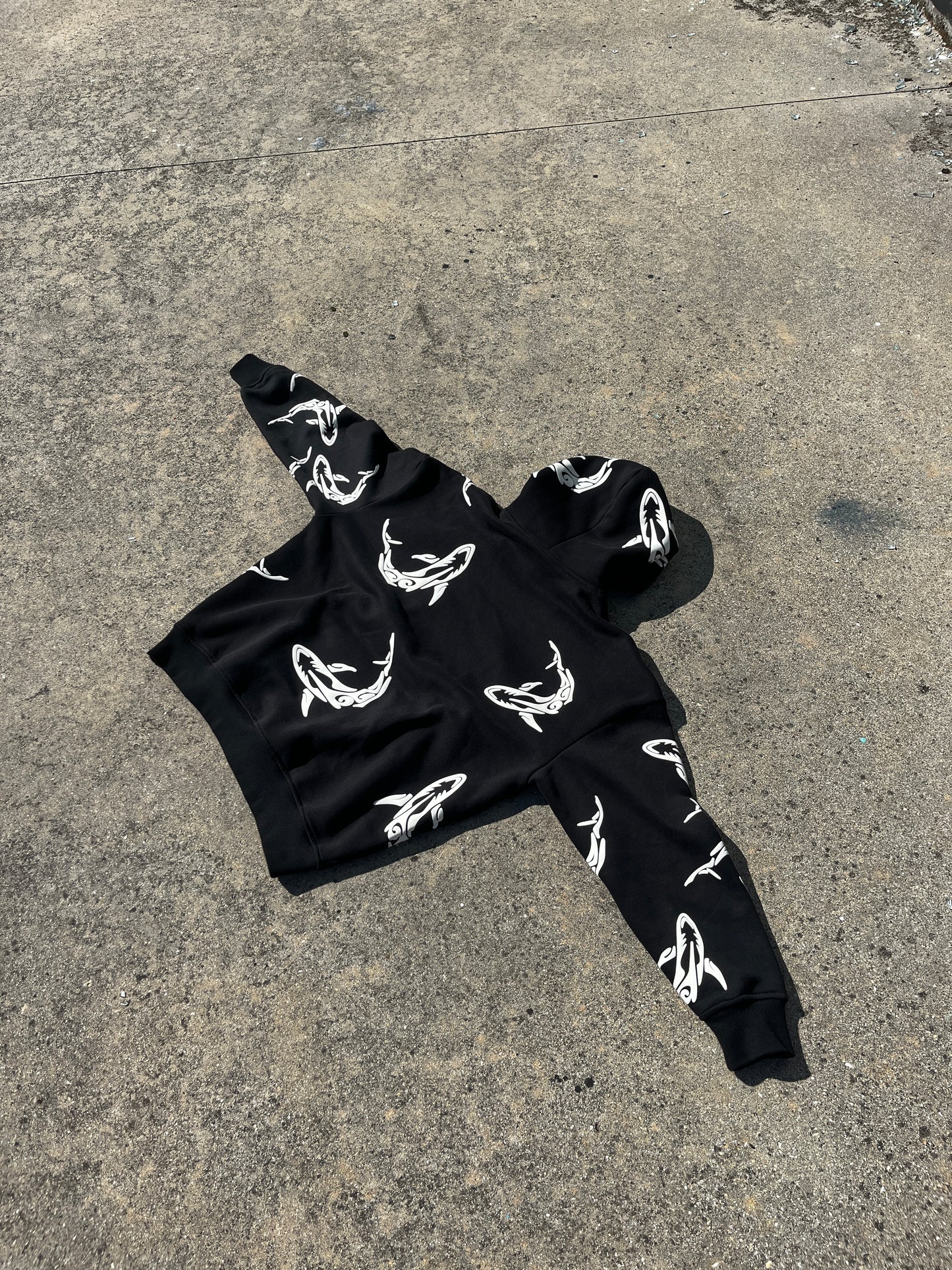 Tribal Shark Hoodie – Black Edition